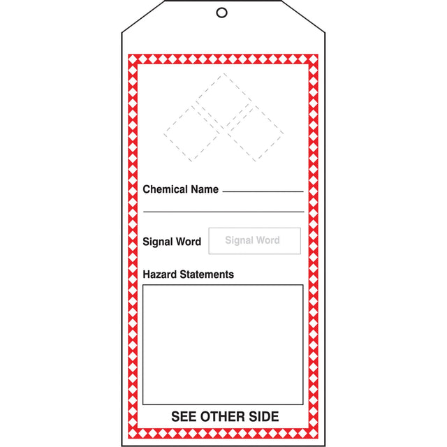GHS Jumbo Tags, Cardstock, 3-7/8" W x 8-1/2" H, English