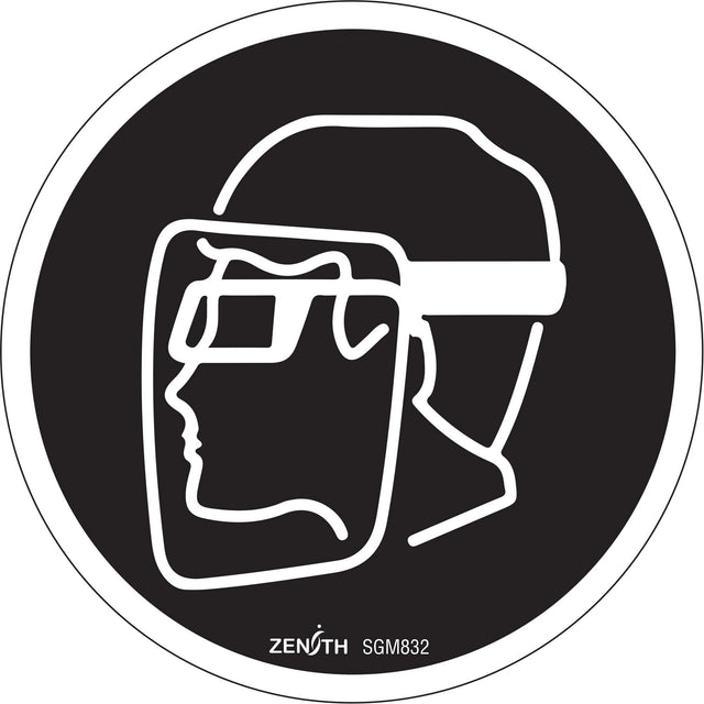 Face Protection Required CSA Standard Safety Sign, 6" x 6", Vinyl, Pictogram