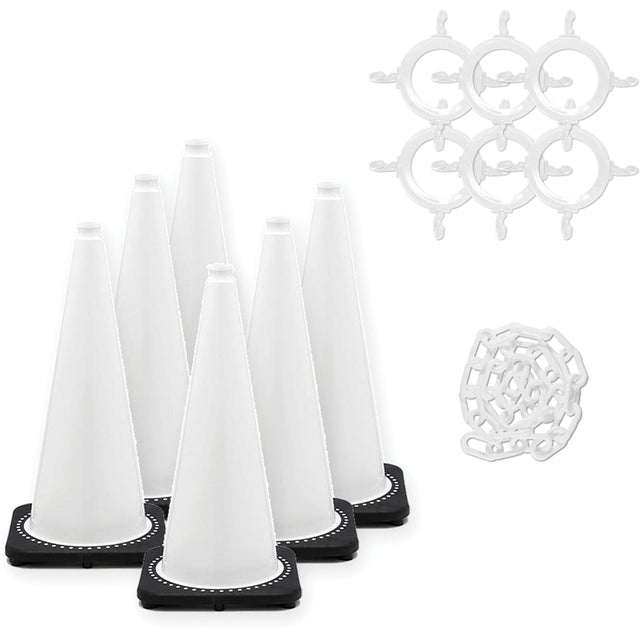 Traffic Cone & Chain Kit, 28", White