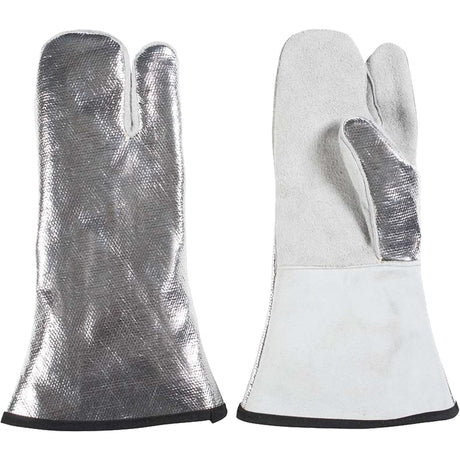 One Finger Heat Resistant Mitt, Aluminized/Kevlar®/Leather, One Size, Protects Up To 650°F (343°C)