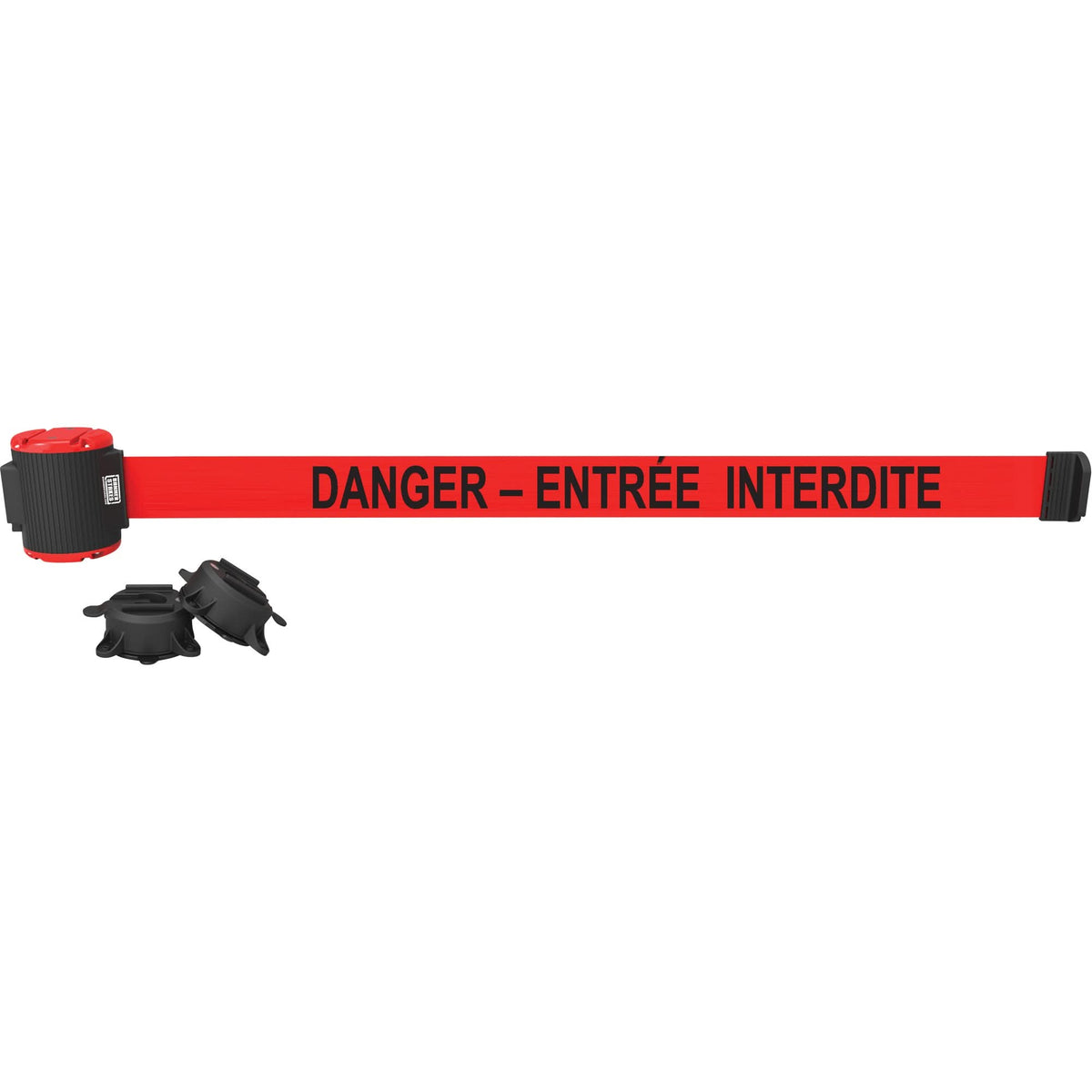 Wall Mount Barrier, Plastic, Magnetic Mount, 30', Red Tape