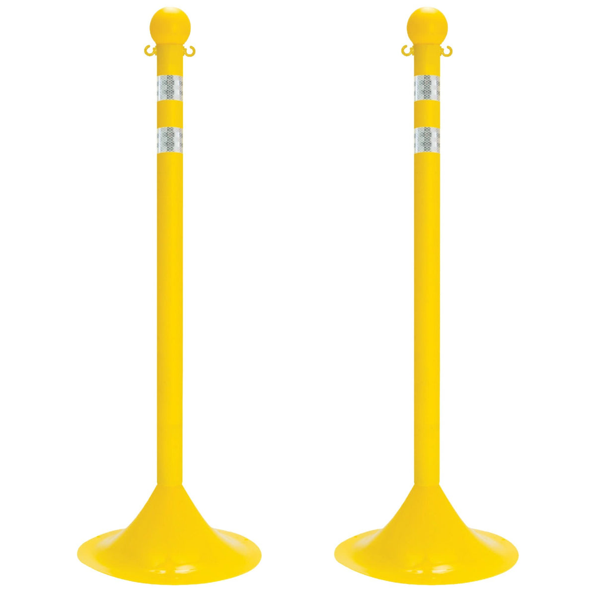 Light-Duty Reflective Stanchion Set, 41" High, Yellow