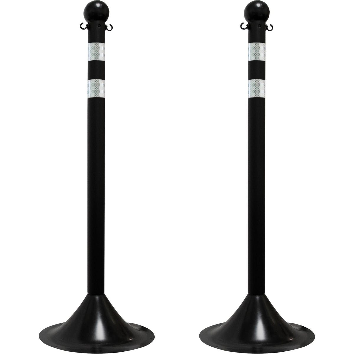 Light-Duty Reflective Stanchion Set, 41" High, Black