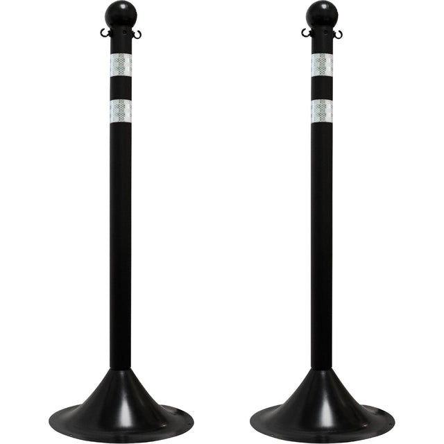 Light-Duty Reflective Stanchion Set, 41" High, Black