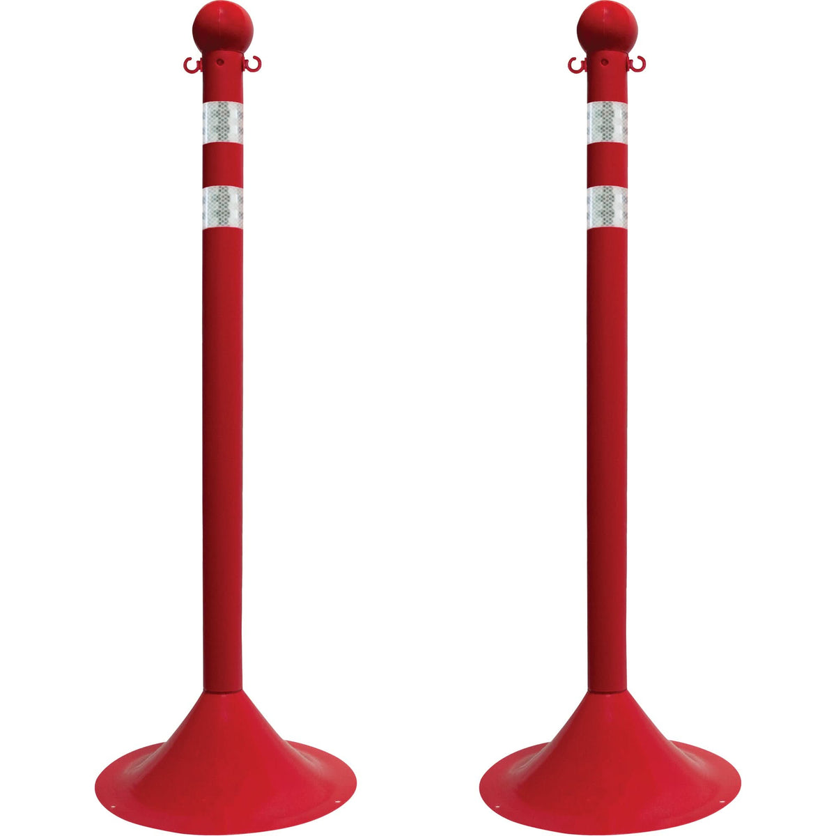 Light-Duty Reflective Stanchion Set, 41" High, Red