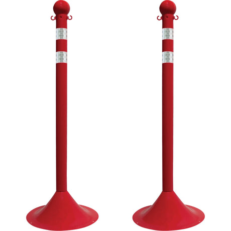Light-Duty Reflective Stanchion Set, 41" High, Red