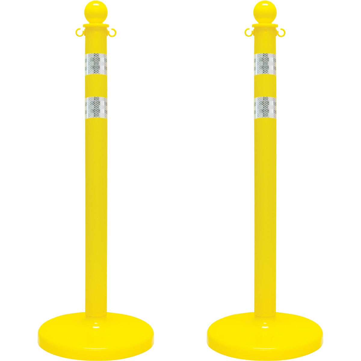 Medium-Duty Reflective Stanchion Set, 40" High, Yellow