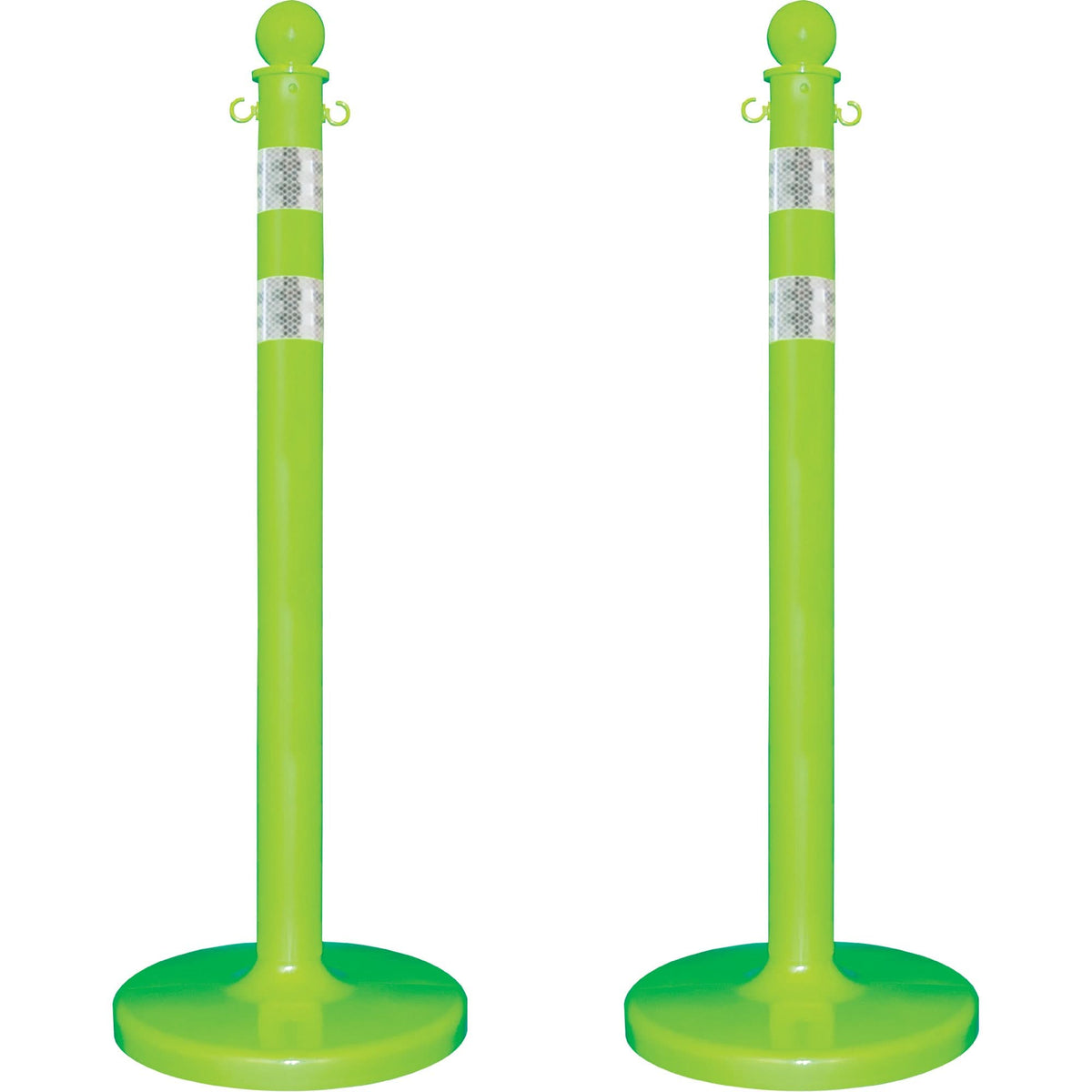 Medium-Duty Reflective Stanchion Set, 40" High, Green