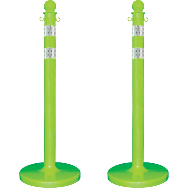 Medium-Duty Reflective Stanchion Set, 40" High, Green