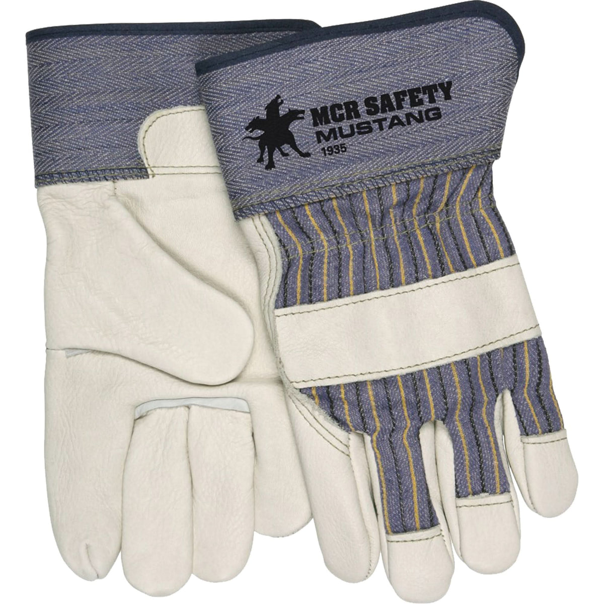 Mustang Fitters Gloves, Large, Grain Cowhide Palm, Fleece Inner Lining