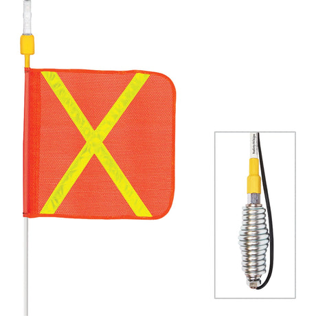 Safety Whip® All-Weather Super-Duty Warning Whips with Constant LED Light, Spring Mount, 10' High, Orange with Reflective X