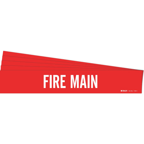 "Fire Main" Pipe Marker, Self-Adhesive, 2-1/4" H x 14" W, White on Red
