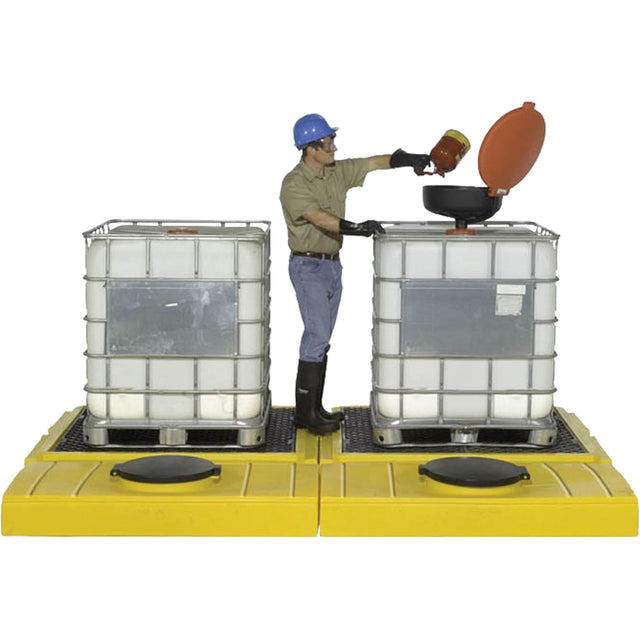 Indoor 2-Tank Ultra-Modular IBC Spill Pallet, 280 US gal. Spill Capacity, 186" x 11" x 62"