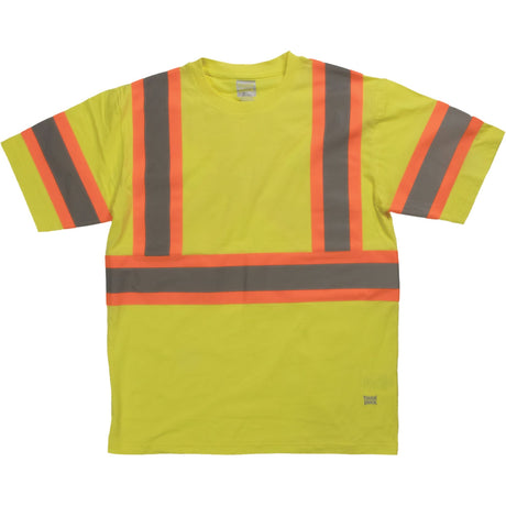 Short Sleeve Safety T-Shirt, Cotton, X-Large, High Visibility Lime-Yellow
