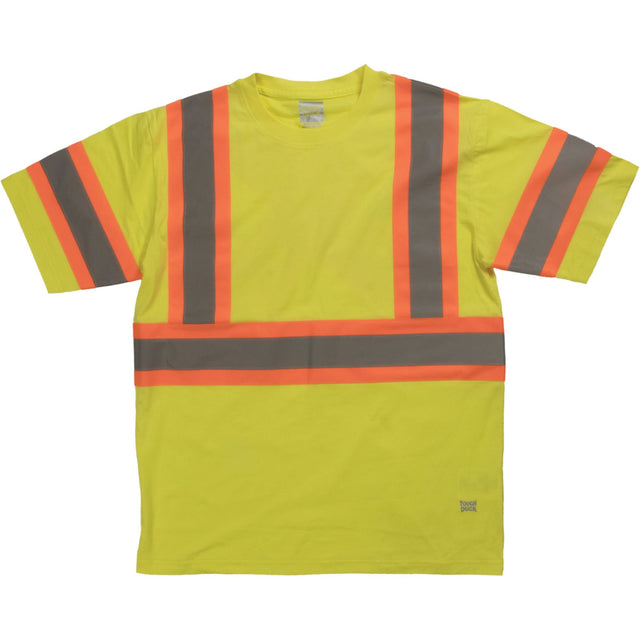 Short Sleeve Safety T-Shirt, Cotton, X-Large, High Visibility Lime-Yellow