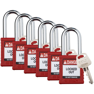 Compact Lockout Padlock, Safety Padlock, Keyed Different, Nylon, 1-1/2" Width