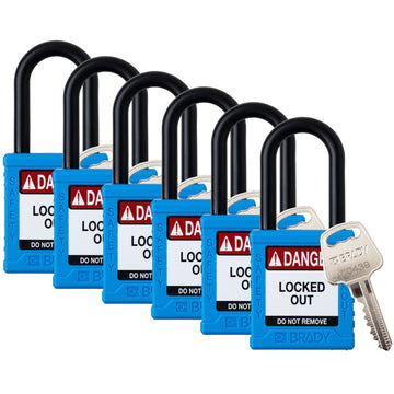Standard Lockout Padlock, Safety Padlock, Keyed Alike, Nylon, 1-1/2" Width