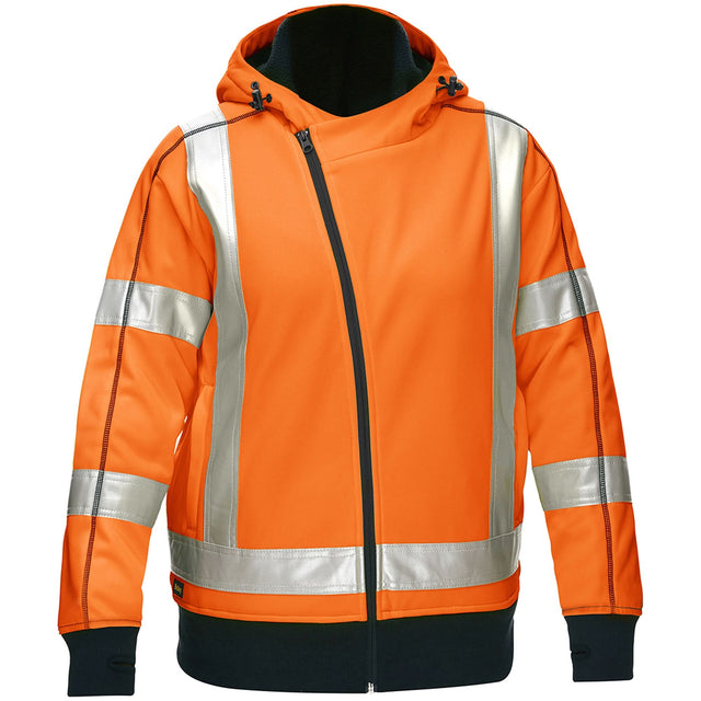 Bisley® X-Back Women's Contoured Full Zip Hooded Sweatshirt with Sherpa Lining, X-Large, High Visibility Orange
