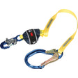 Web Shock-Absorbing Lanyard, 4', Rebar Hook Center, Snap Hook Leg Ends, Polyester
