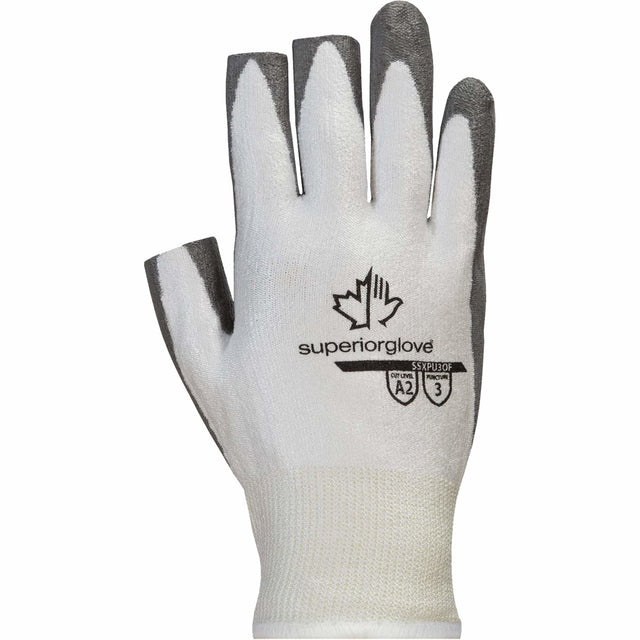 Superior Touch® SSXPU3OF Open-Finger Gloves, Size 6, 13 Gauge, Polyurethane Coated, Dyneema® Shell, ASTM ANSI Level A2