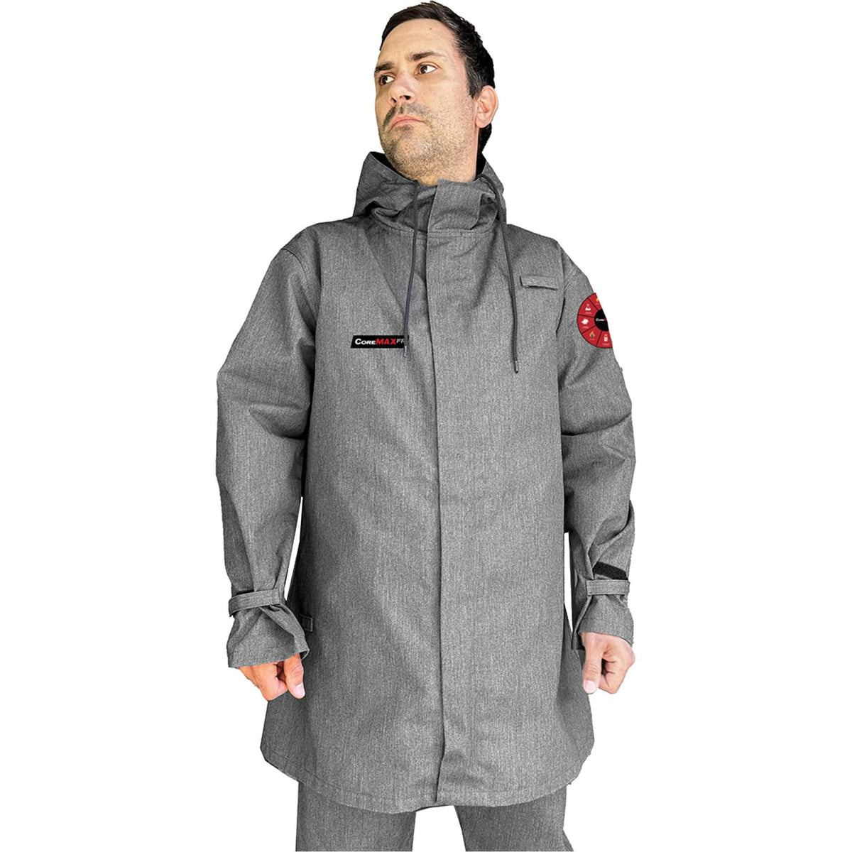 CoreMAX FR 35" Jacket with Attached Hood, Large, Grey
