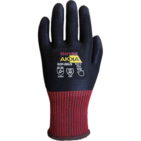 KOP-500 High Cut-Protection Gloves, Size 12, 13 Gauge, Polyurethane Coated, Nylon/HPPE/Spandex/Graphene Shell, ASTM ANSI Level A5/EN 388 Level E