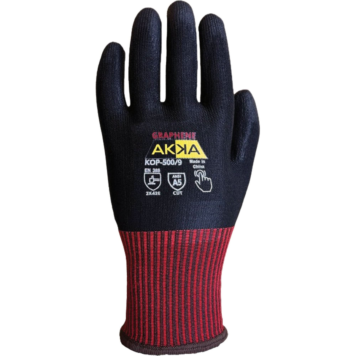 KOP-500 High Cut-Protection Gloves, Size 7, 13 Gauge, Polyurethane Coated, Nylon/HPPE/Spandex/Graphene Shell, ASTM ANSI Level A5/EN 388 Level E