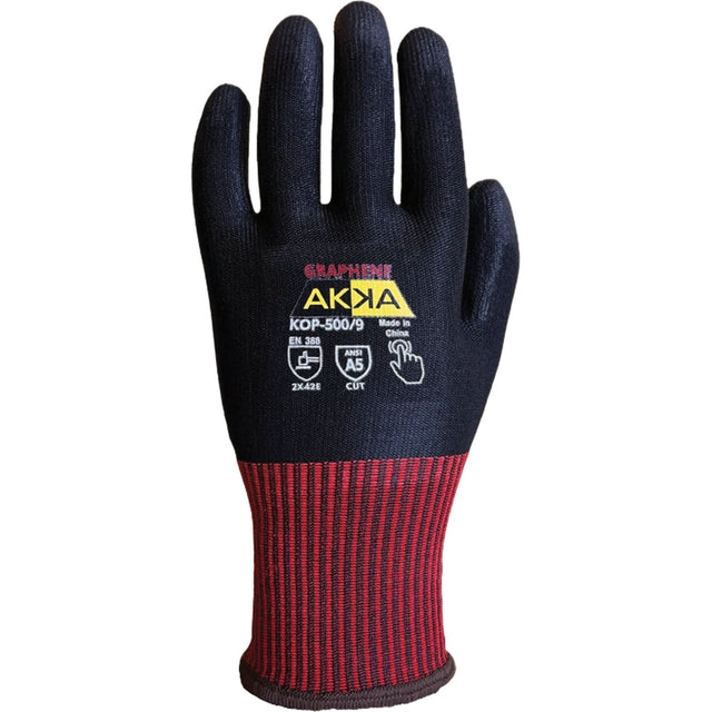KOP-500 High Cut-Protection Gloves, Size 11, 13 Gauge, Polyurethane Coated, Nylon/HPPE/Spandex/Graphene Shell, ASTM ANSI Level A5/EN 388 Level E
