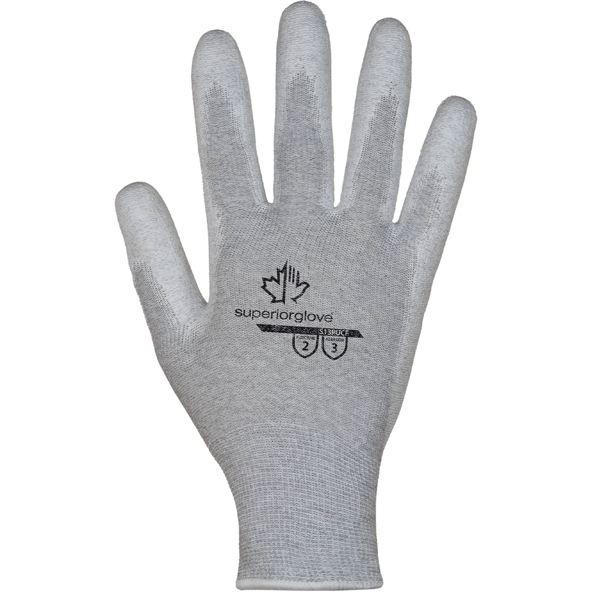 KnitActiv™ Electrostatic Dissipative Low-Linting White Gloves, 8, Polyurethane Coating, 13 Gauge, Nylon/Cotton Shell