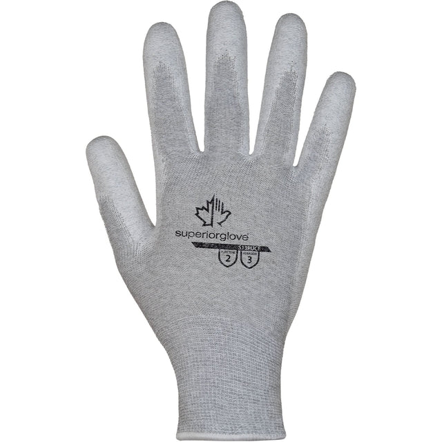 KnitActiv™ Electrostatic Dissipative Low-Linting White Gloves, 8, Polyurethane Coating, 13 Gauge, Nylon/Cotton Shell