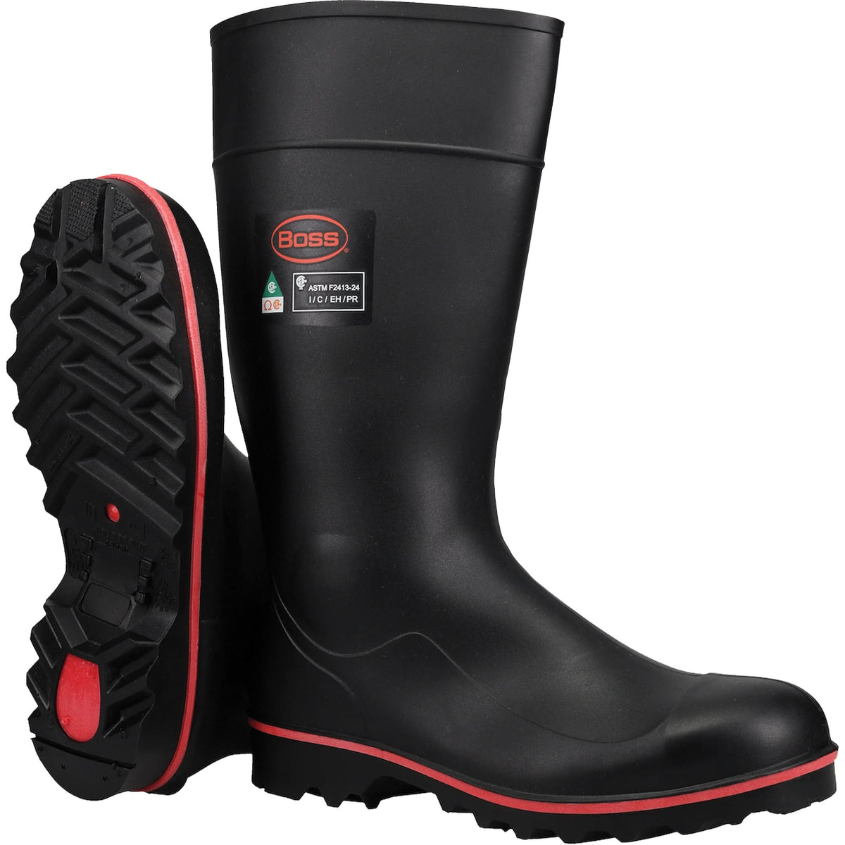 Boss® Footwear Full ESR Safety Boot, Polyblend/PVC, Steel Toe, Size 9