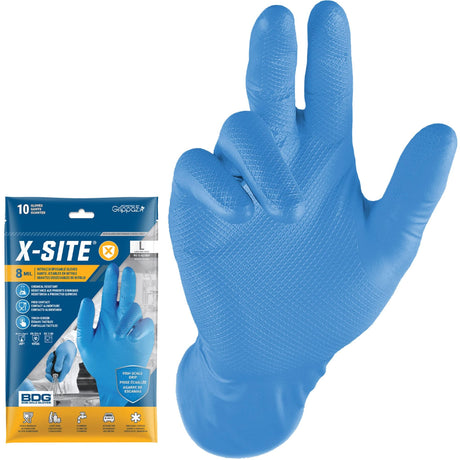 Grippaz™ Disposable Gloves, Medium, Nitrile, 8-mil, Powder-Free, Blue