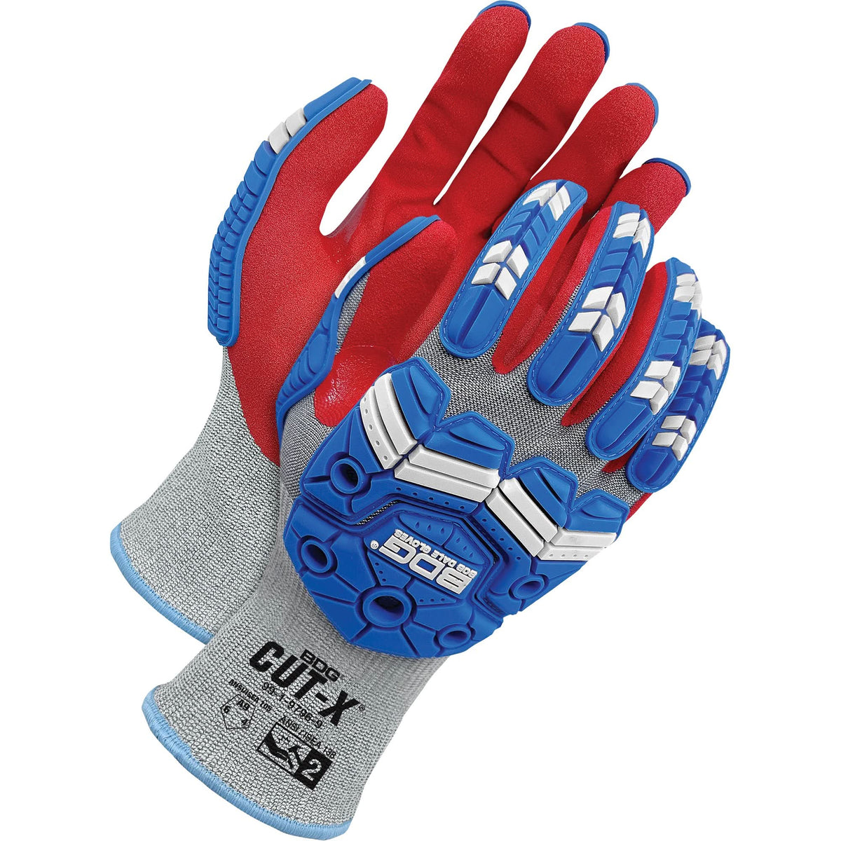Cut-X® Cut-Resistant Touchscreen Impact Gloves, 12, Foam Nitrile Palm, Elastic Cuff
