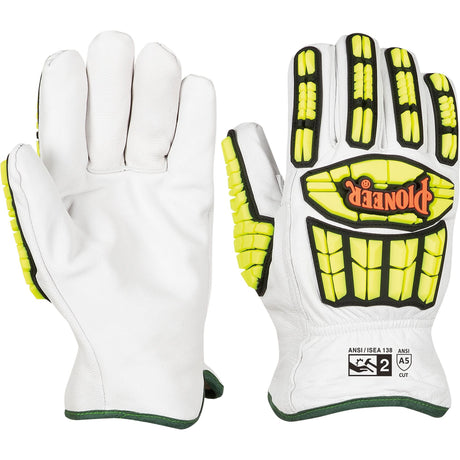 Cut and Impact-Resistant Gloves, Large, Goatskin Palm, Gauntlet Cuff