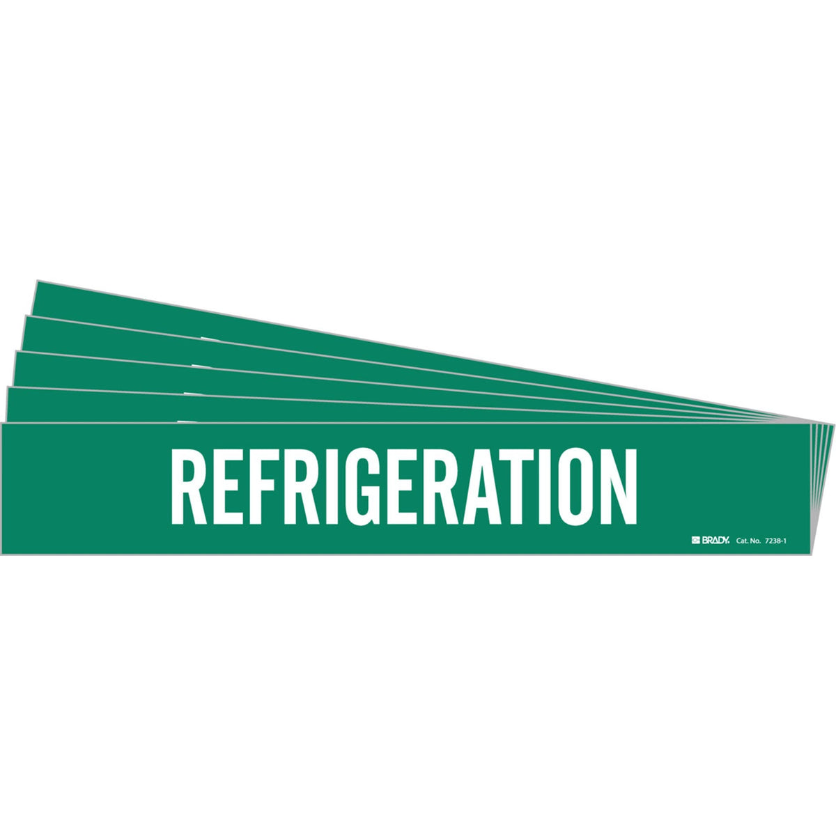 "Refrigeration" Pipe Marker, Self-Adhesive, 2-1/4" H x 14" W, White on Green