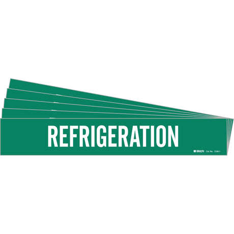 "Refrigeration" Pipe Marker, Self-Adhesive, 2-1/4" H x 14" W, White on Green