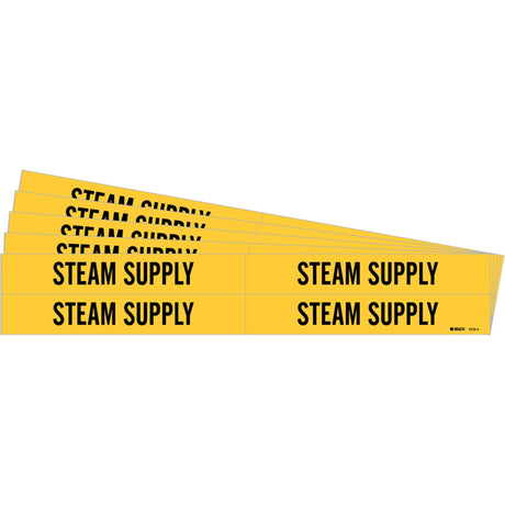 "Steam Supply" Pipe Markers, Self-Adhesive, 1-1/8" H x 7" W, Black on Yellow