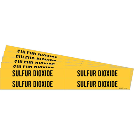"Sulfur Dioxide" Pipe Markers, Self-Adhesive, 1-1/8" H x 7" W, Black on Yellow
