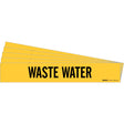 "Waste Water" Pipe Marker, Self-Adhesive, 4" H x 24" W, Black on Yellow
