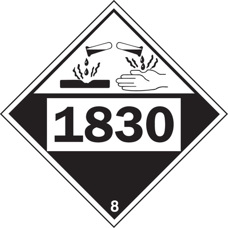 1830 Sulphuric Acid Corrosive Materials TDG Placard, Plastic