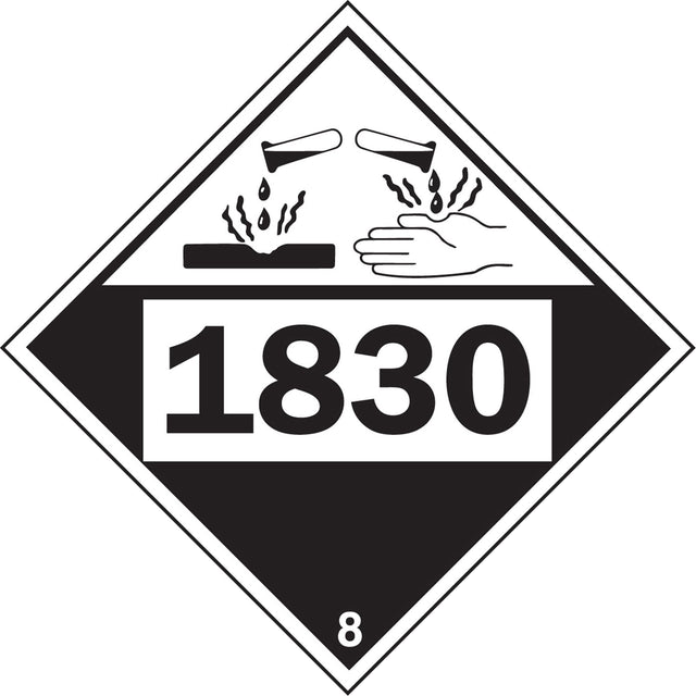 1830 Sulphuric Acid Corrosive Materials TDG Placard, Plastic