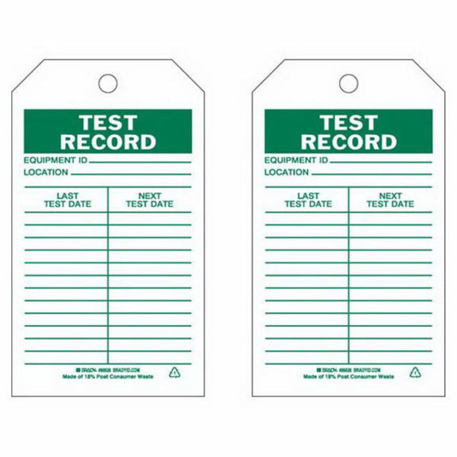 Test Record Tags, Polyester, 4" W x 7" H, English