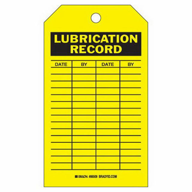 Lubrication Record Tags, Polyester, 4" W x 7" H, English