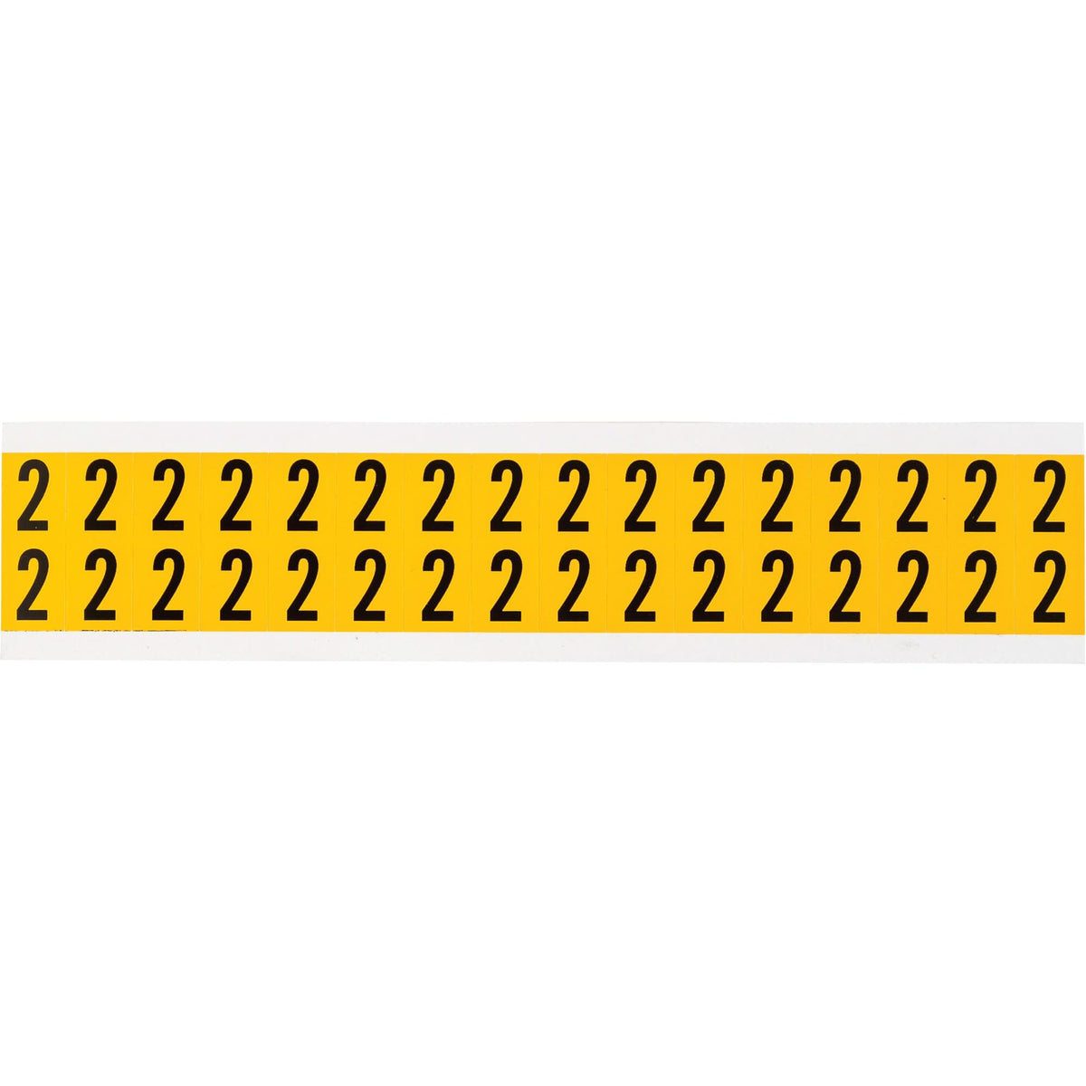 Individual Number and Letter Labels, 2, 5/8" H, Black on Yellow