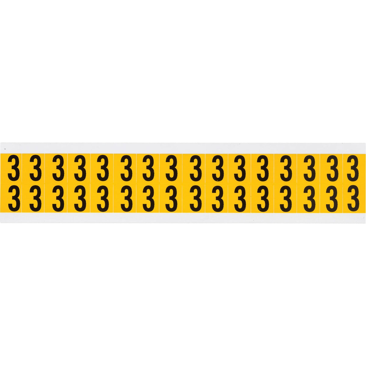 Individual Number and Letter Labels, 3, 5/8" H, Black on Yellow