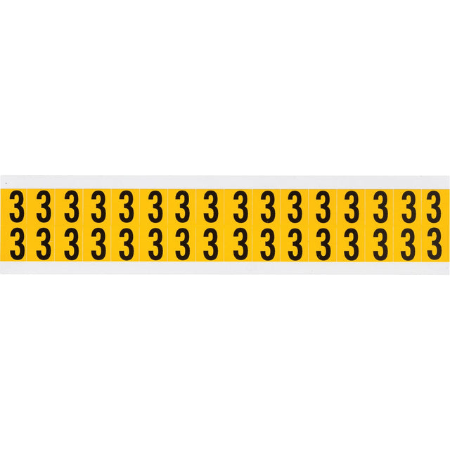 Individual Number and Letter Labels, 3, 5/8" H, Black on Yellow