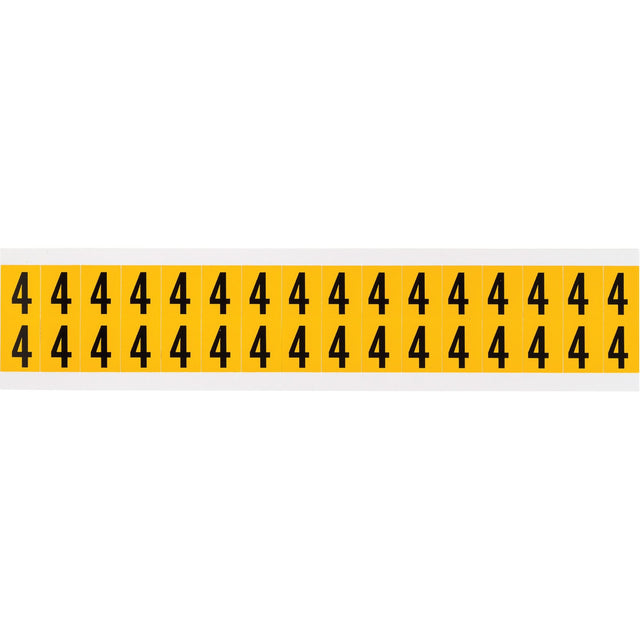 Individual Number and Letter Labels, 4, 5/8" H, Black on Yellow