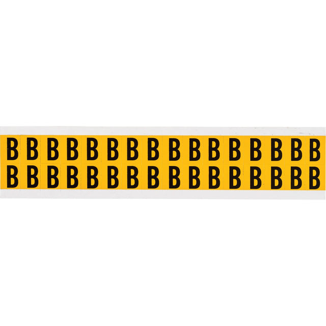 Individual Number and Letter Labels, B, 5/8" H, Black on Yellow