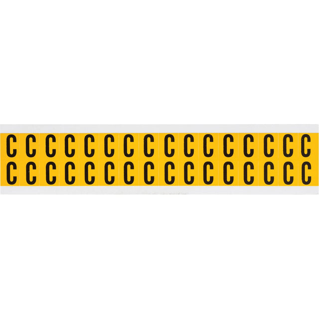 Individual Number and Letter Labels, C, 5/8" H, Black on Yellow