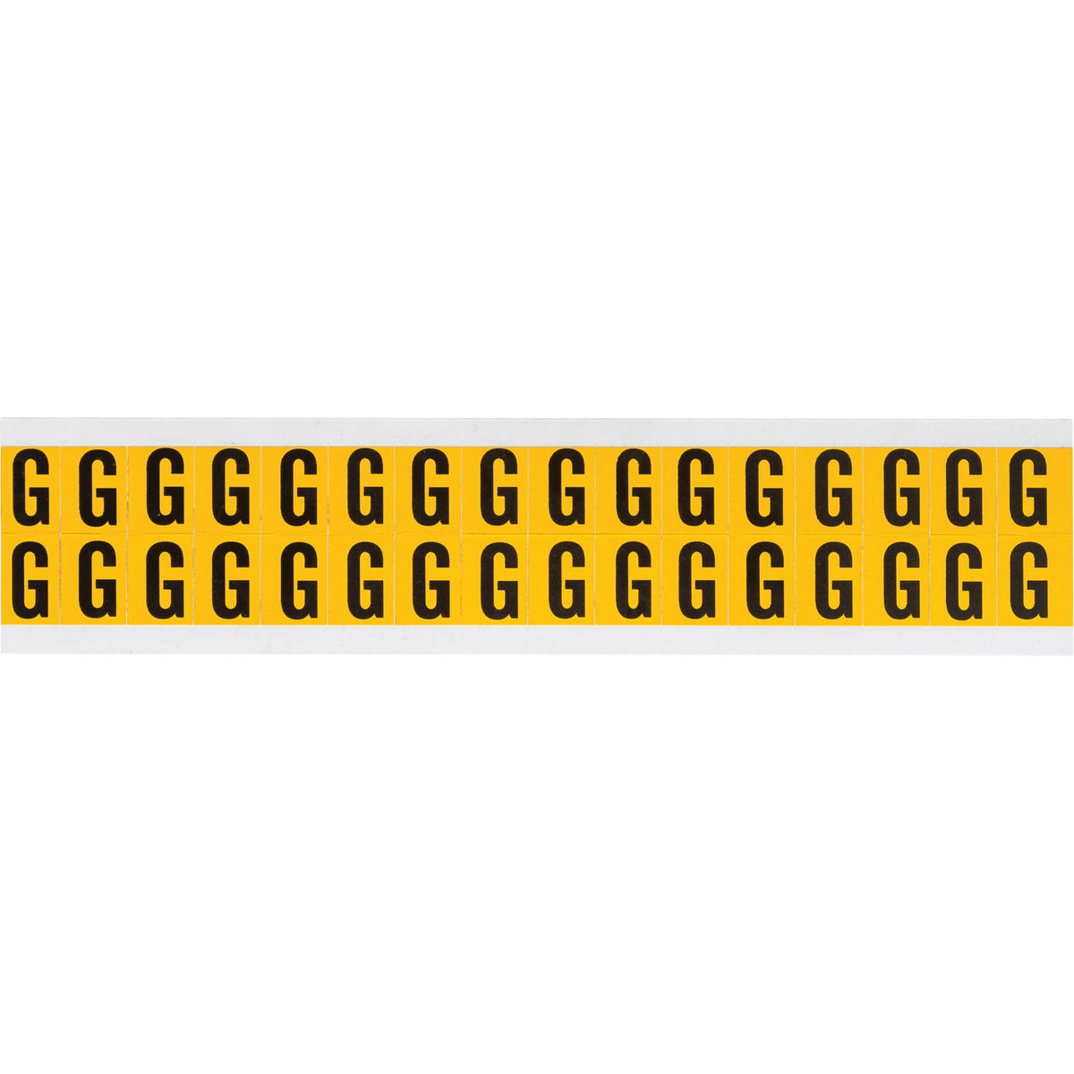 Individual Number and Letter Labels, G, 5/8" H, Black on Yellow